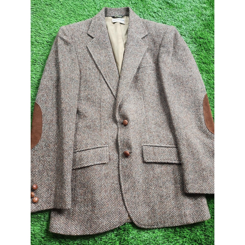 Vintage Repp, Ltd. Sport Coat Mens 42 Brown Wool Tweed Elbow Patch Blazer Jacket